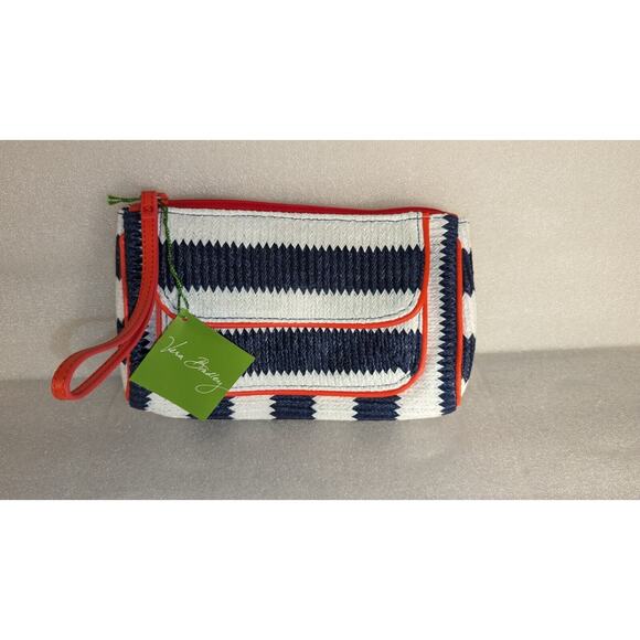 NWT Vera Bradley Striped Wristlet * NAVY STRIPE * Nautical Wallet Clutch NEW - Picture 1 of 5